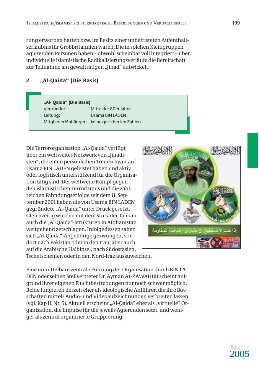 Seite 200 des Verfassungsschutzbericht 2005 Bund