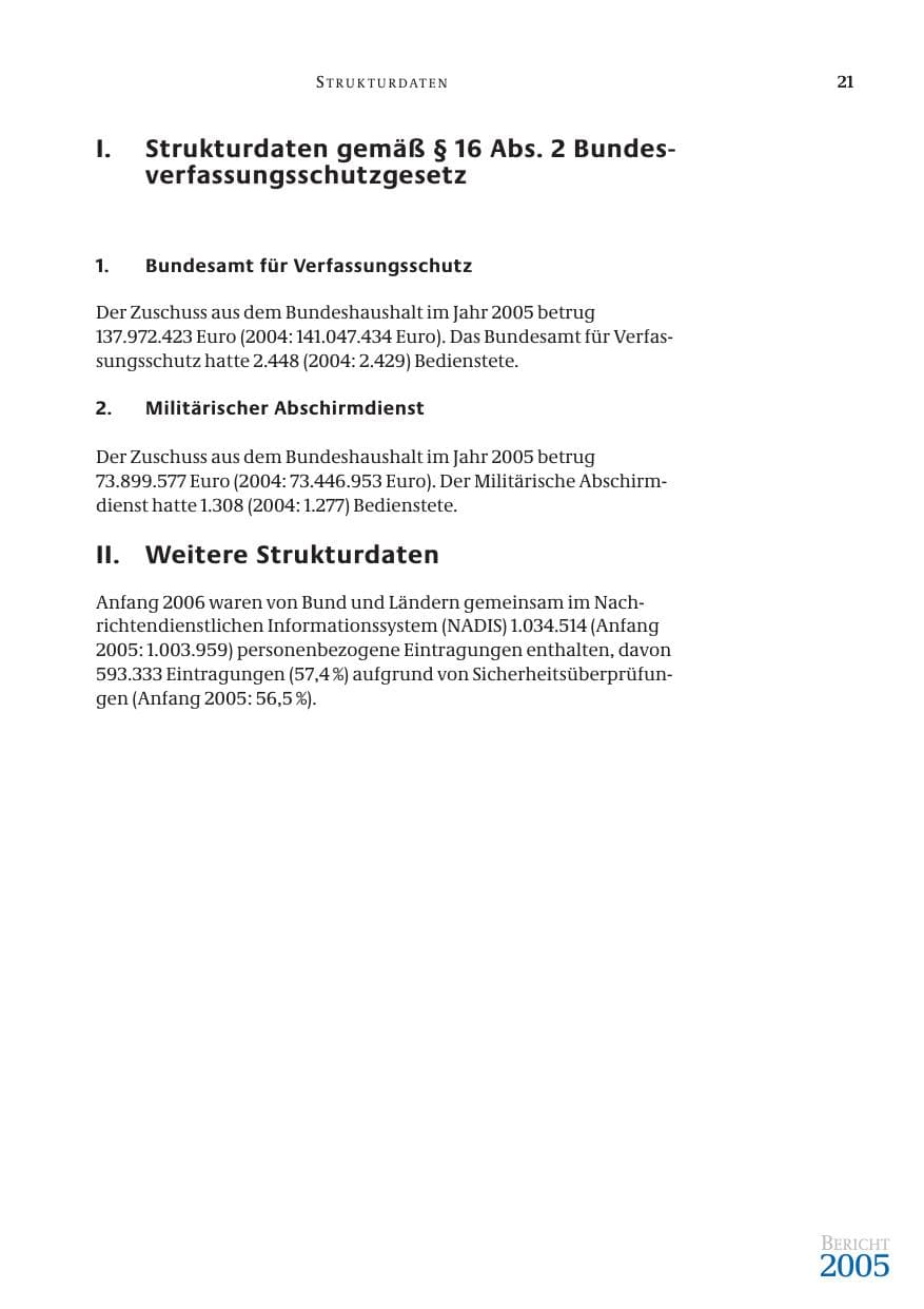 Seite 22 des Verfassungsschutzbericht 2005 Bund