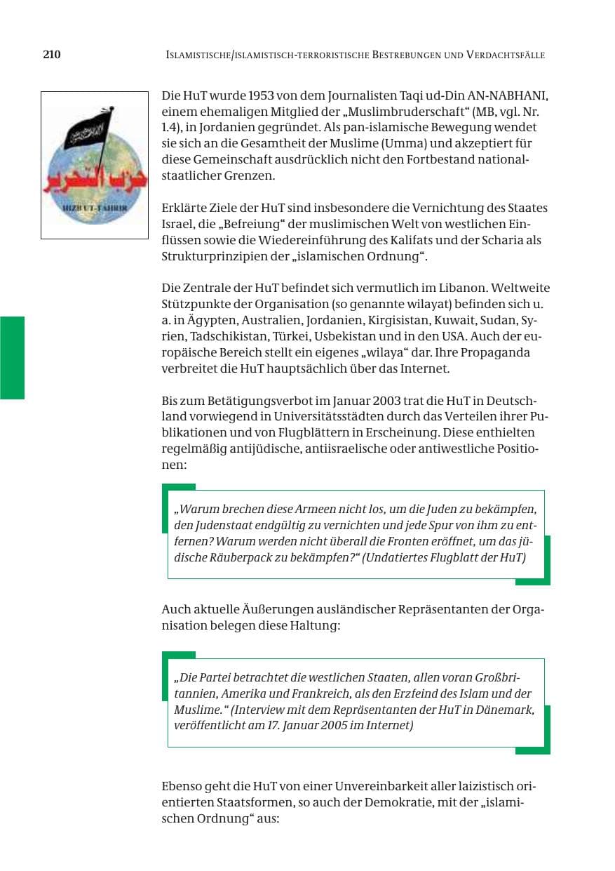Seite 211 des Verfassungsschutzbericht 2005 Bund