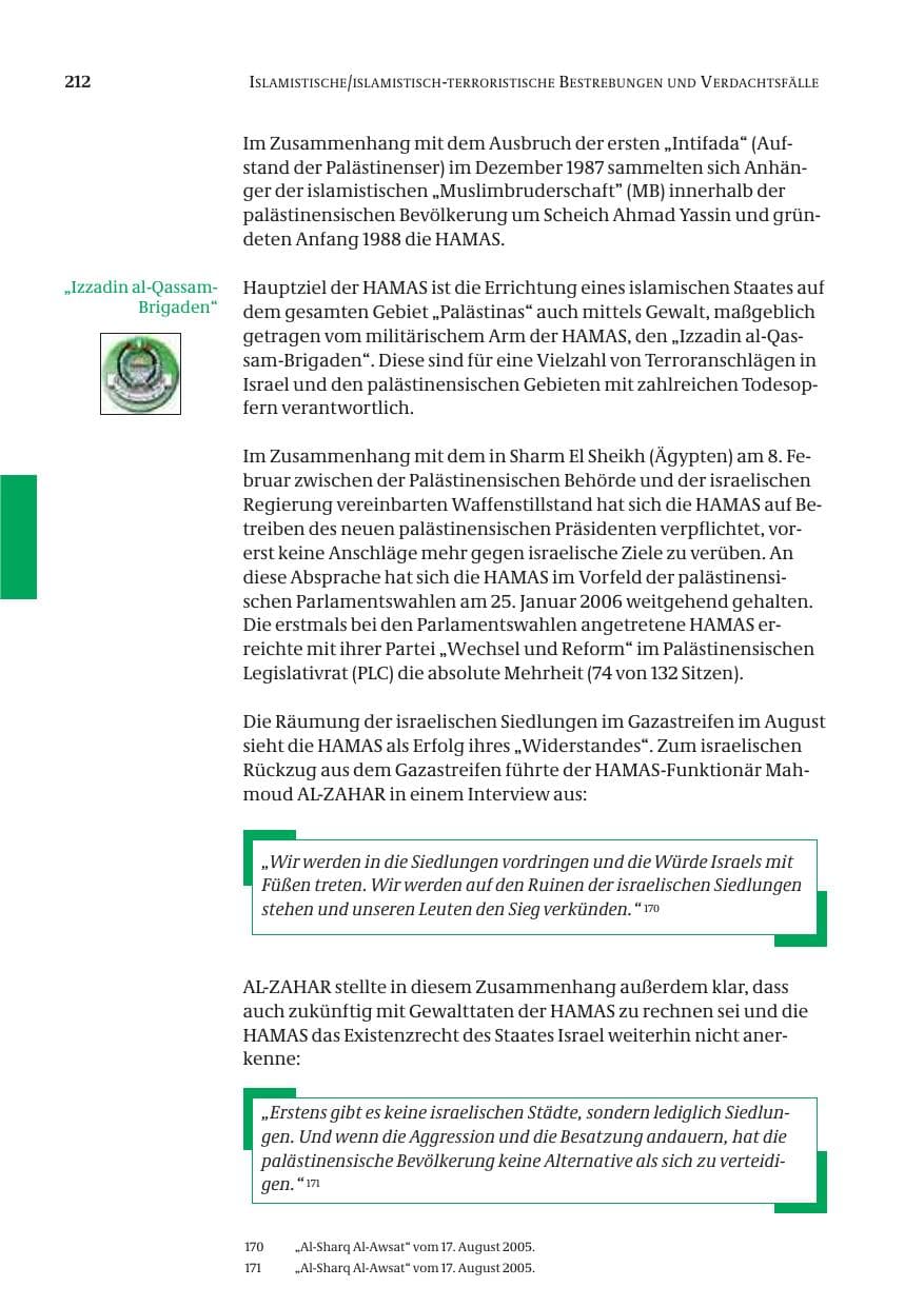 Seite 213 des Verfassungsschutzbericht 2005 Bund