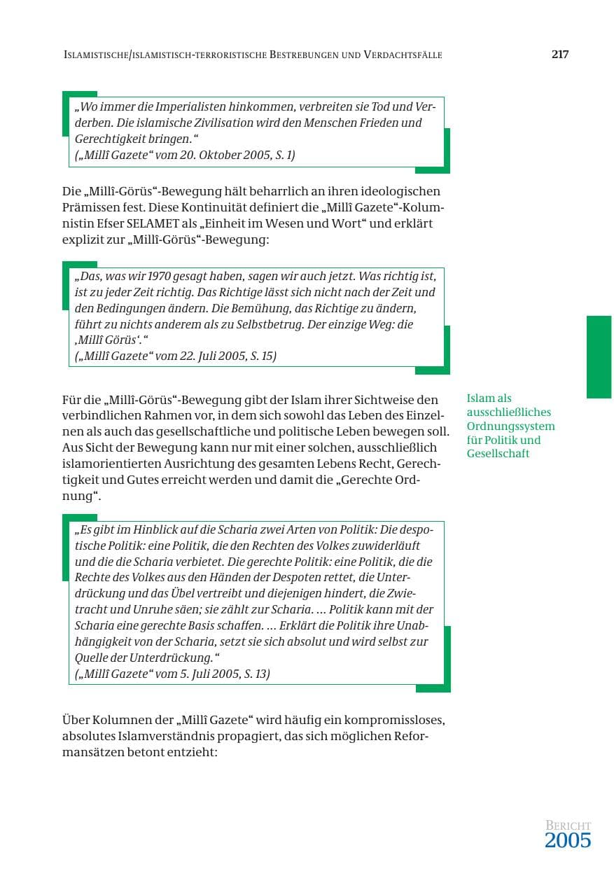 Seite 218 des Verfassungsschutzbericht 2005 Bund