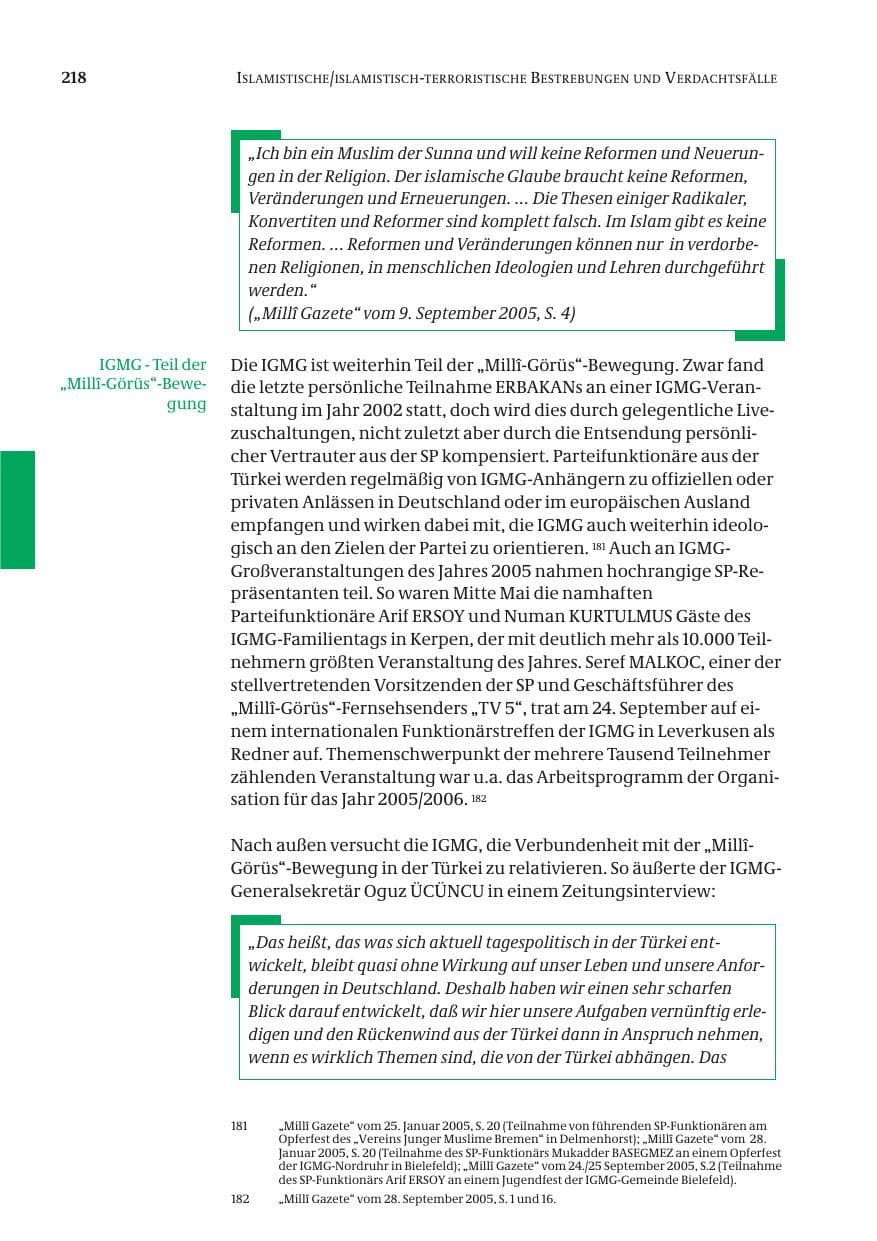 Seite 219 des Verfassungsschutzbericht 2005 Bund