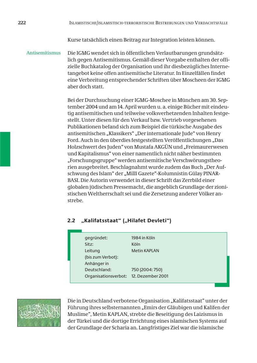 Seite 223 des Verfassungsschutzbericht 2005 Bund