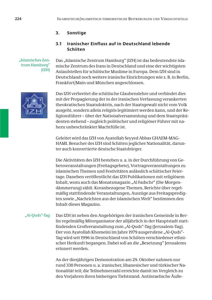 Seite 225 des Verfassungsschutzbericht 2005 Bund