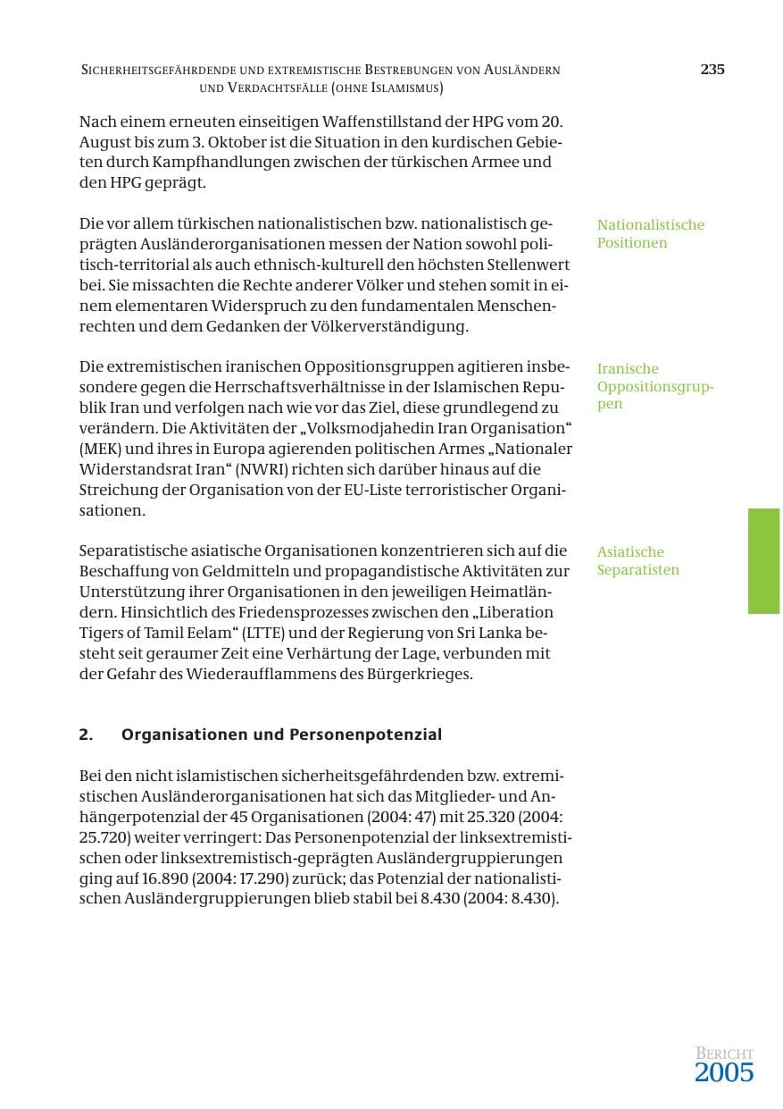 Seite 236 des Verfassungsschutzbericht 2005 Bund
