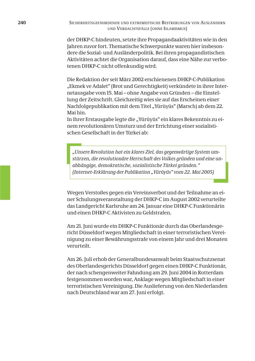Seite 241 des Verfassungsschutzbericht 2005 Bund