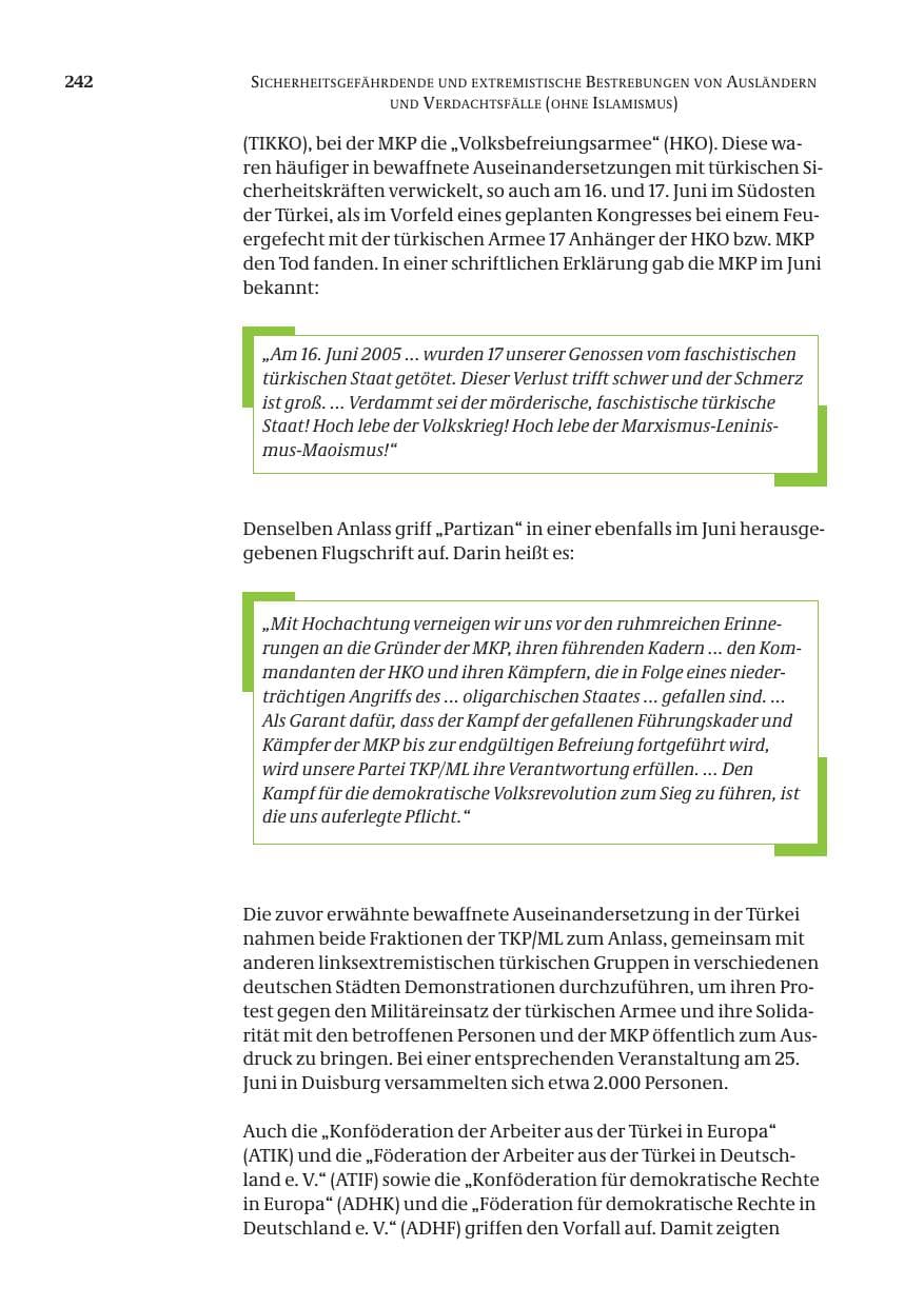 Seite 243 des Verfassungsschutzbericht 2005 Bund