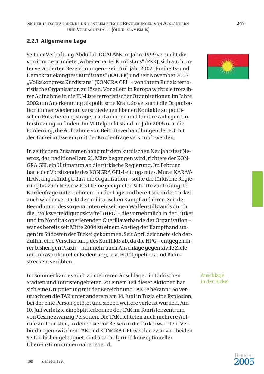 Seite 248 des Verfassungsschutzbericht 2005 Bund