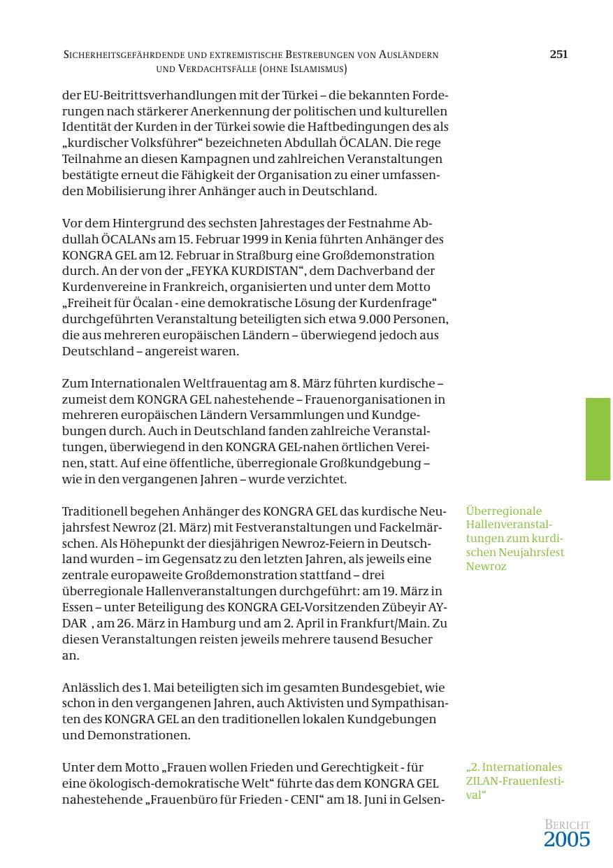 Seite 252 des Verfassungsschutzbericht 2005 Bund
