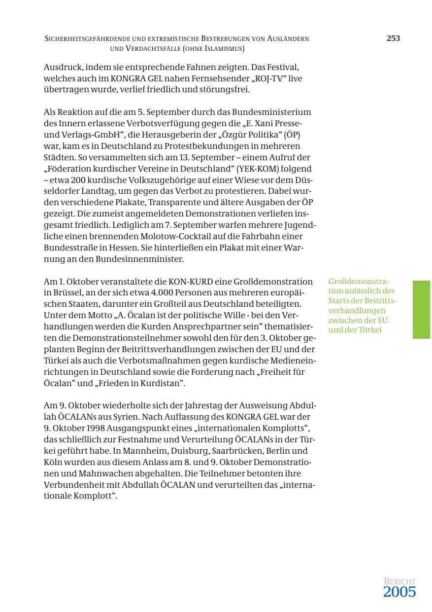 Seite 254 des Verfassungsschutzbericht 2005 Bund