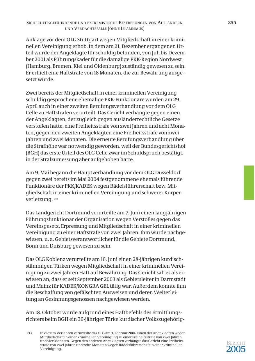 Seite 256 des Verfassungsschutzbericht 2005 Bund