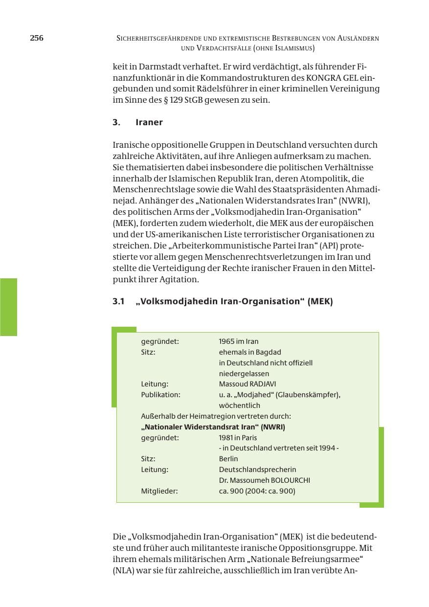 Seite 257 des Verfassungsschutzbericht 2005 Bund