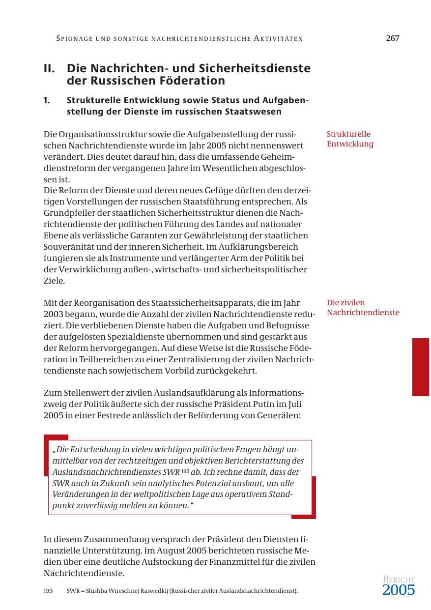 Seite 268 des Verfassungsschutzbericht 2005 Bund