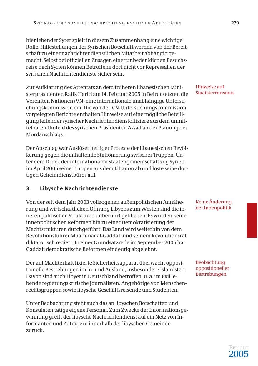 Seite 280 des Verfassungsschutzbericht 2005 Bund