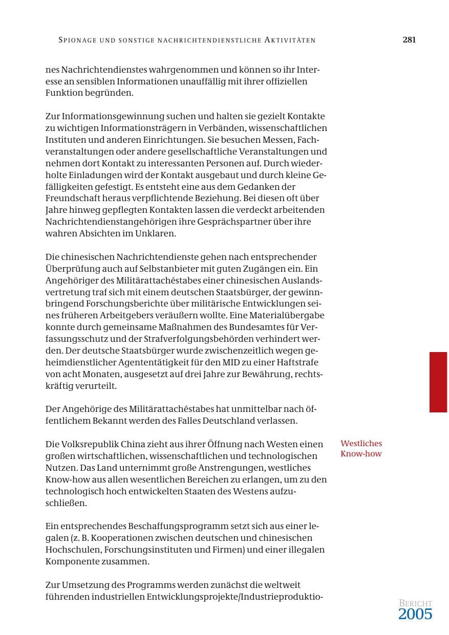 Seite 282 des Verfassungsschutzbericht 2005 Bund