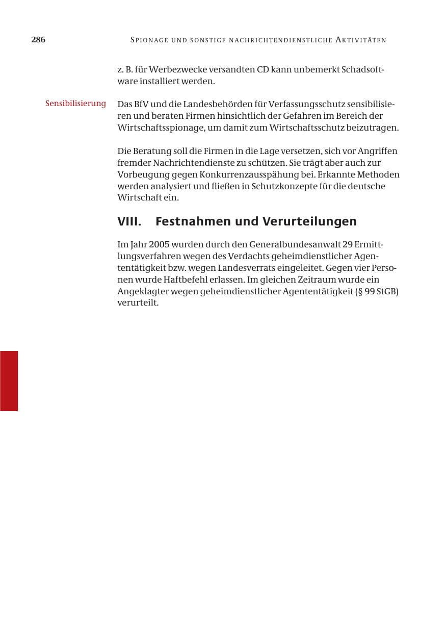 Seite 287 des Verfassungsschutzbericht 2005 Bund