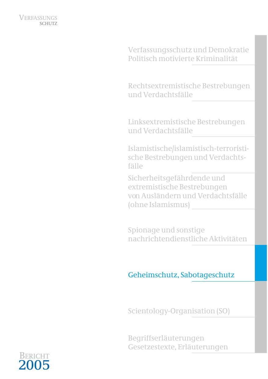 Seite 288 des Verfassungsschutzbericht 2005 Bund