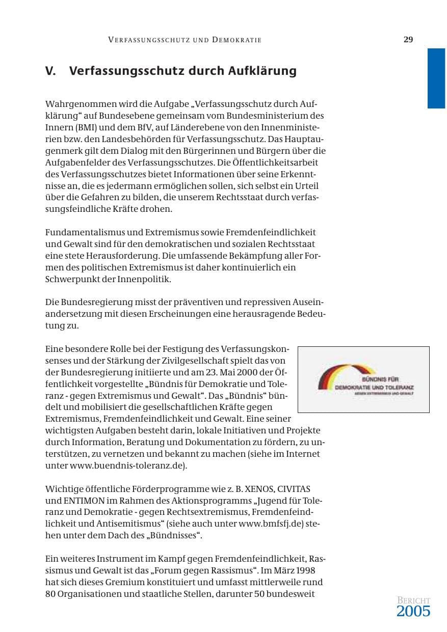 Seite 30 des Verfassungsschutzbericht 2005 Bund