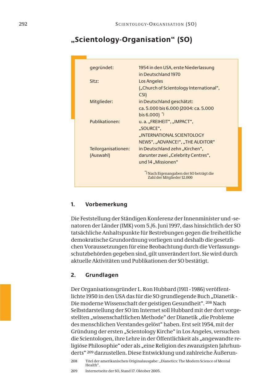 Seite 293 des Verfassungsschutzbericht 2005 Bund