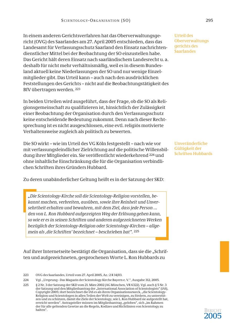 Seite 296 des Verfassungsschutzbericht 2005 Bund