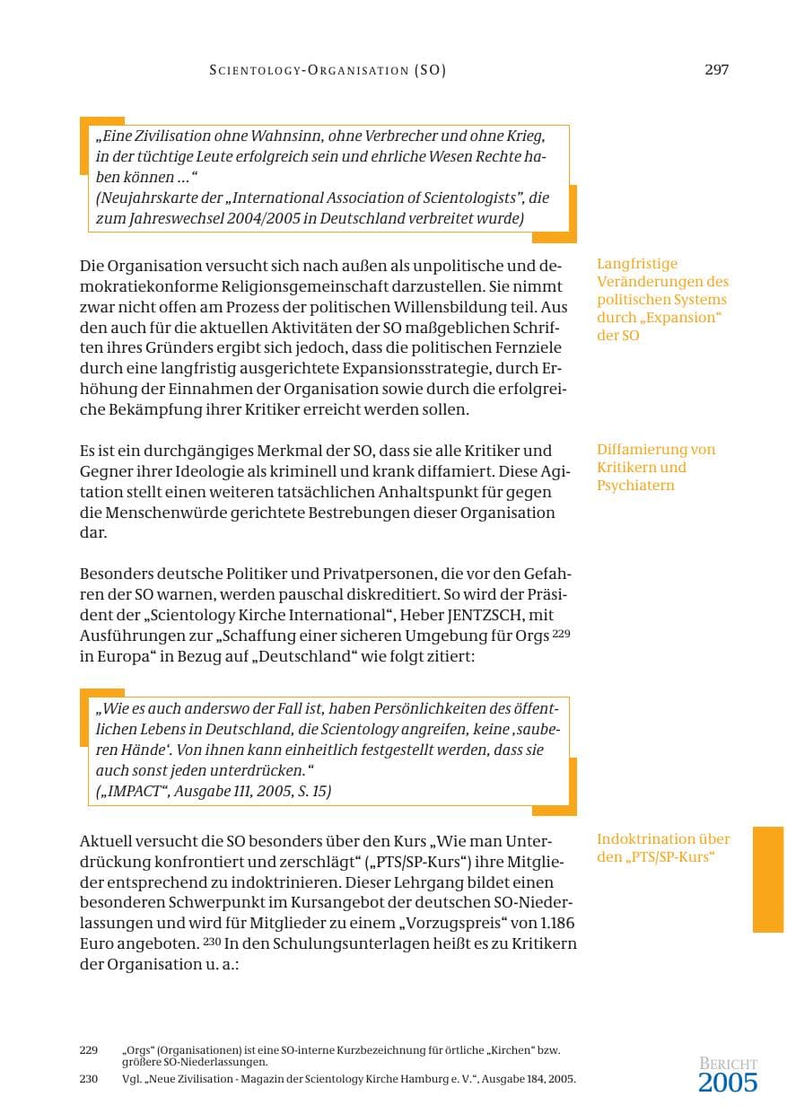 Seite 298 des Verfassungsschutzbericht 2005 Bund