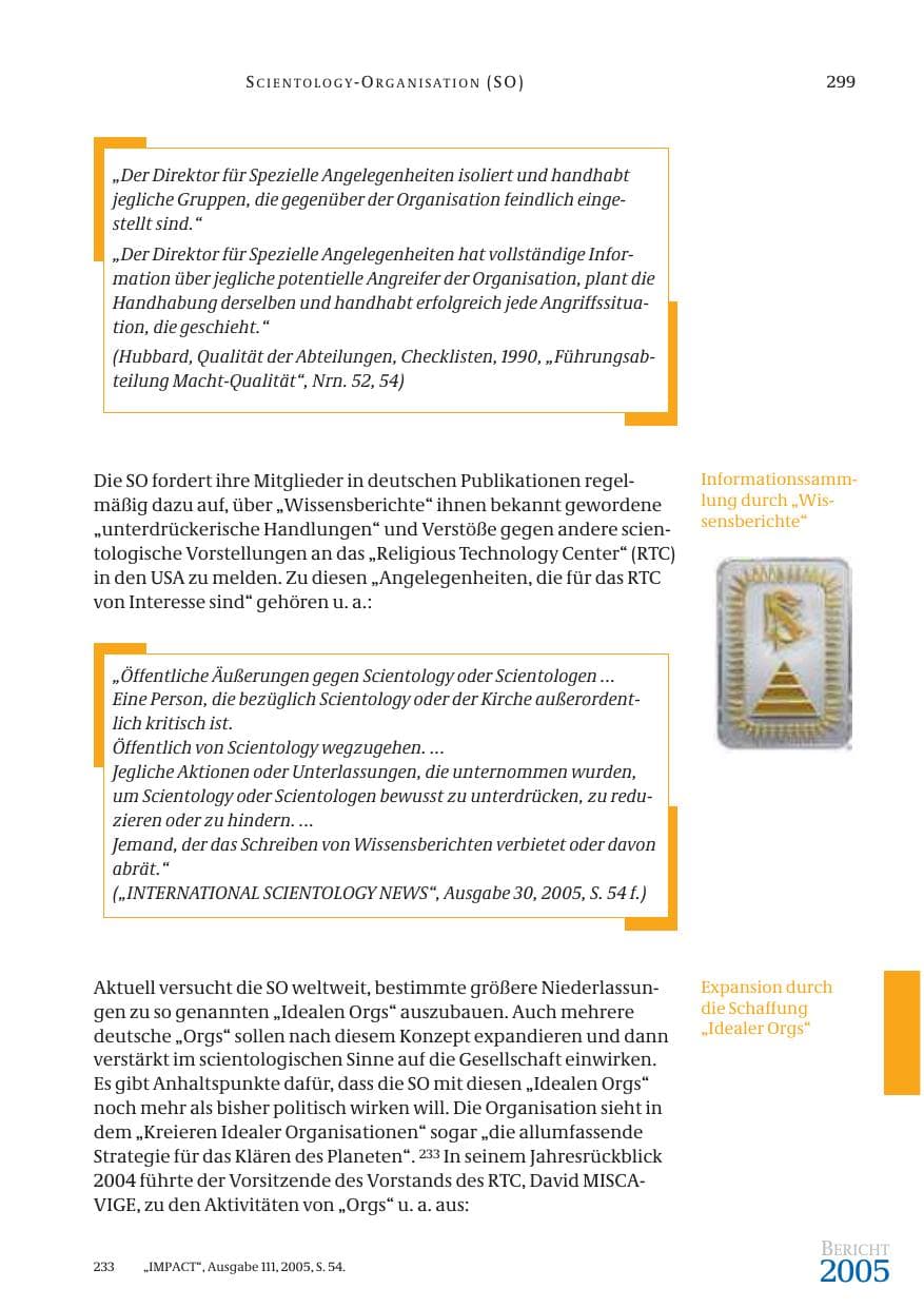 Seite 300 des Verfassungsschutzbericht 2005 Bund