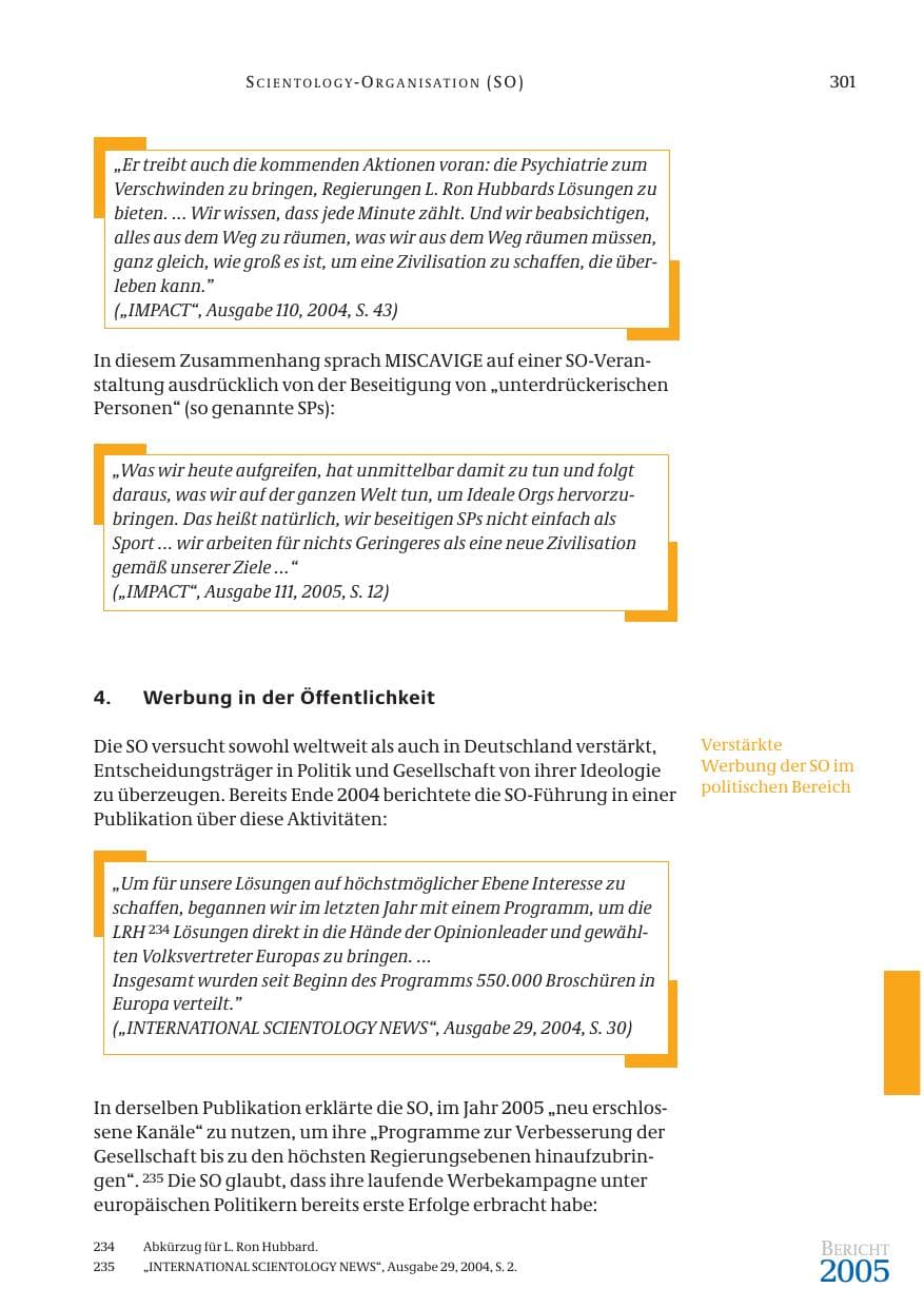 Seite 302 des Verfassungsschutzbericht 2005 Bund