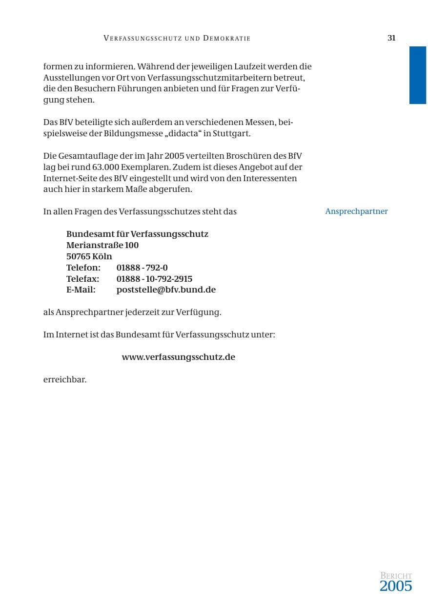 Seite 32 des Verfassungsschutzbericht 2005 Bund