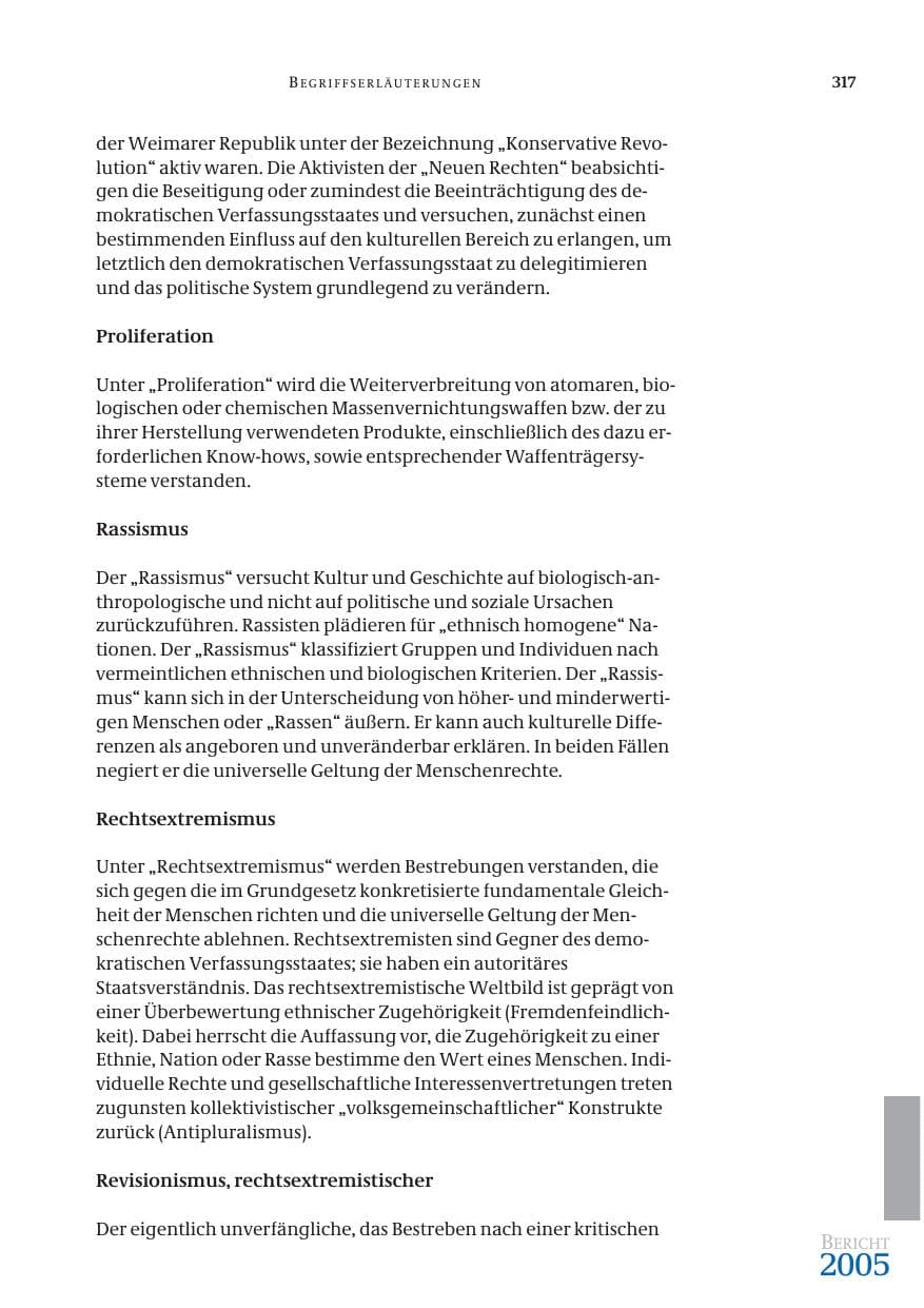 Seite 318 des Verfassungsschutzbericht 2005 Bund