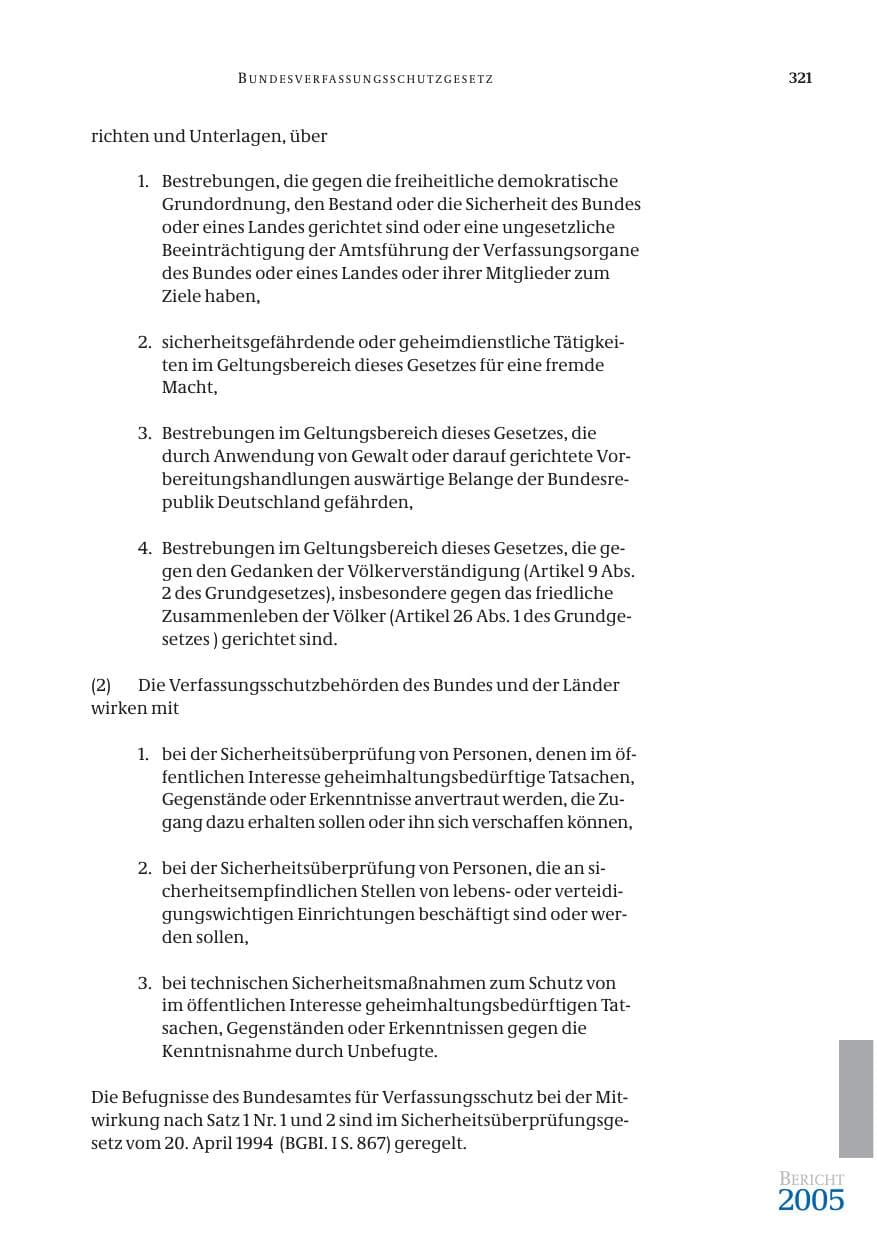 Seite 322 des Verfassungsschutzbericht 2005 Bund