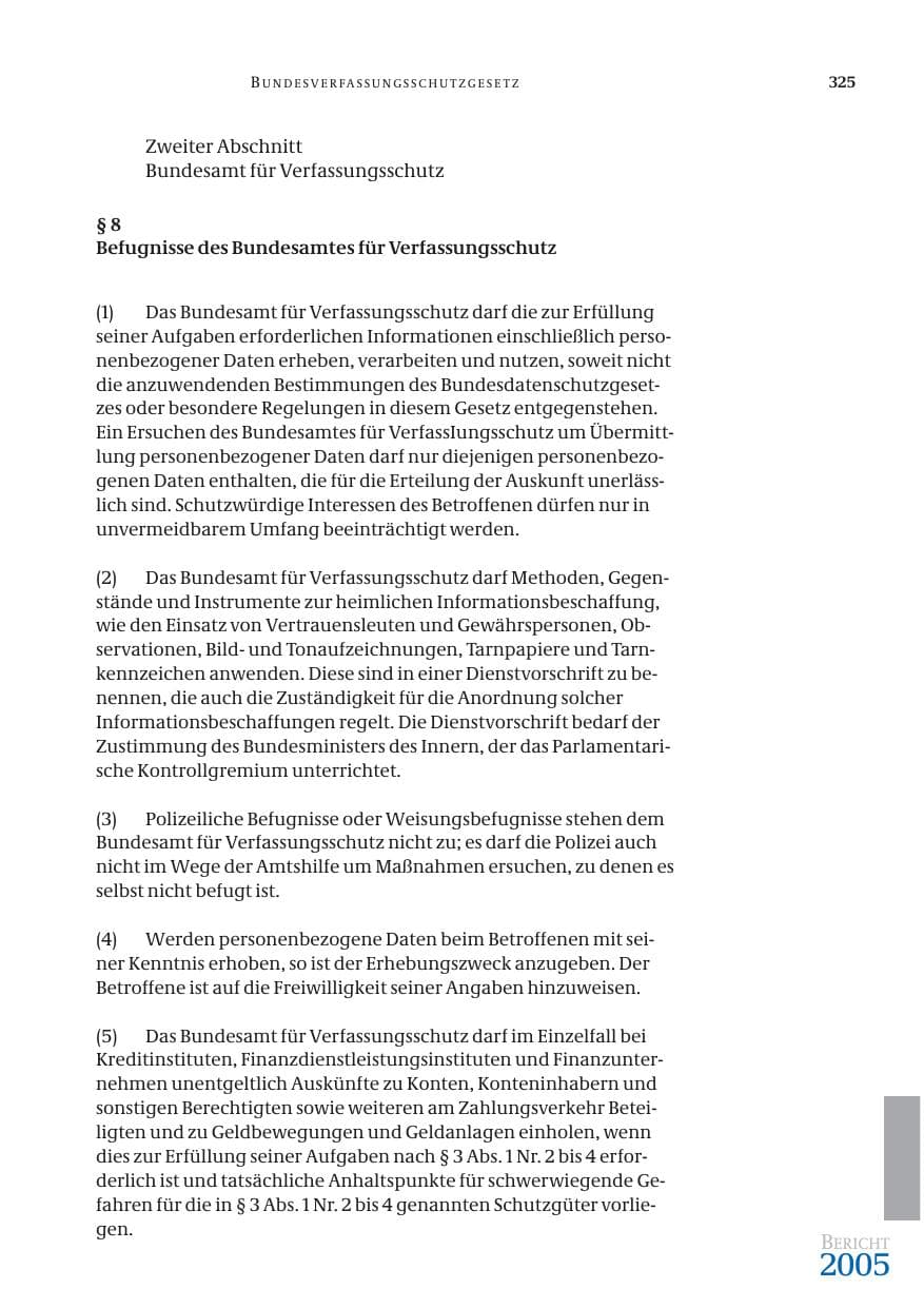Seite 326 des Verfassungsschutzbericht 2005 Bund