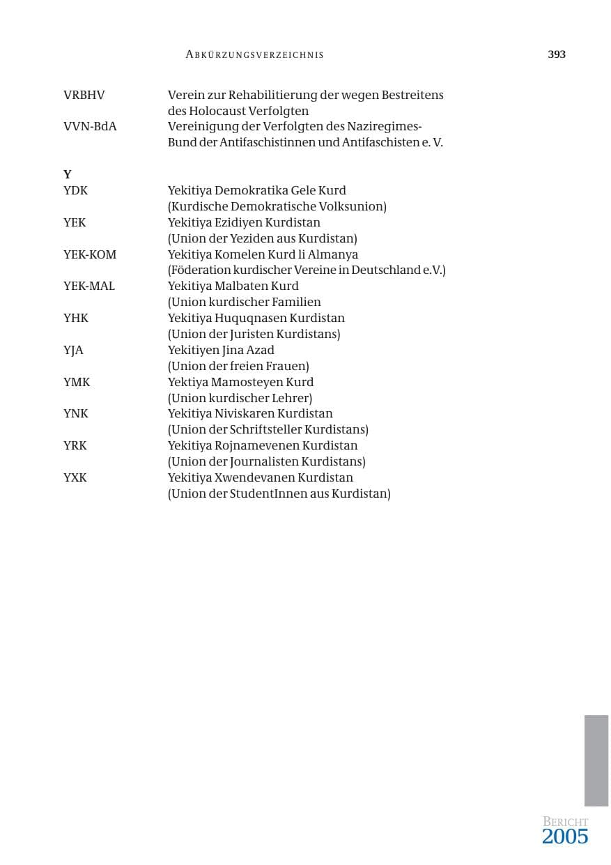 Seite 394 des Verfassungsschutzbericht 2005 Bund