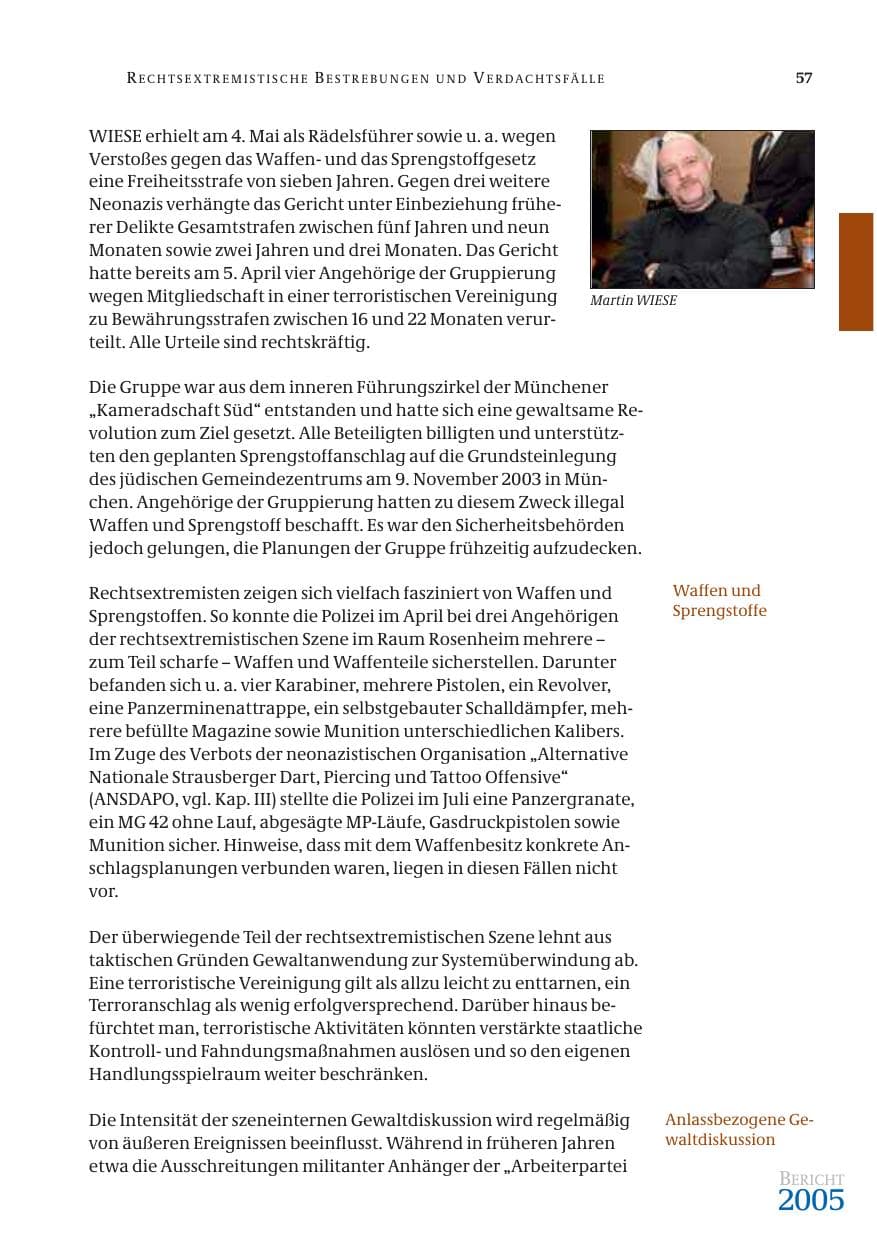 Seite 58 des Verfassungsschutzbericht 2005 Bund