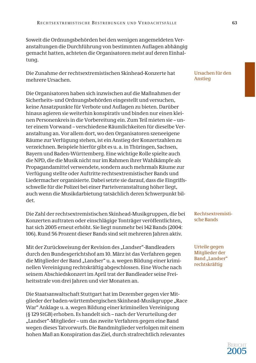 Seite 64 des Verfassungsschutzbericht 2005 Bund