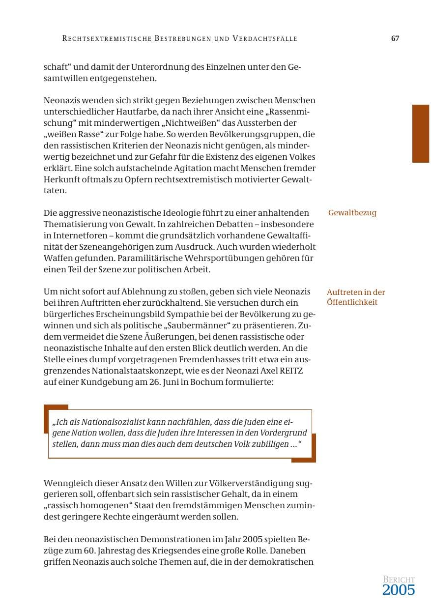 Seite 68 des Verfassungsschutzbericht 2005 Bund