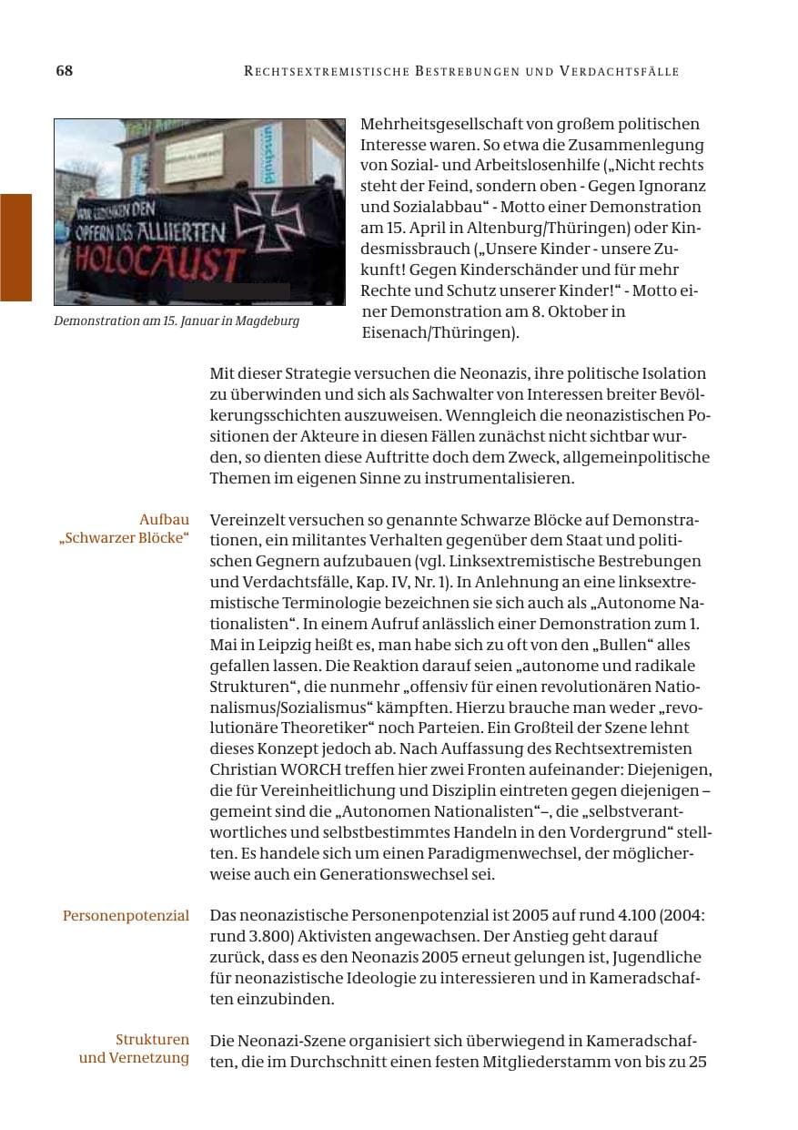 Seite 69 des Verfassungsschutzbericht 2005 Bund