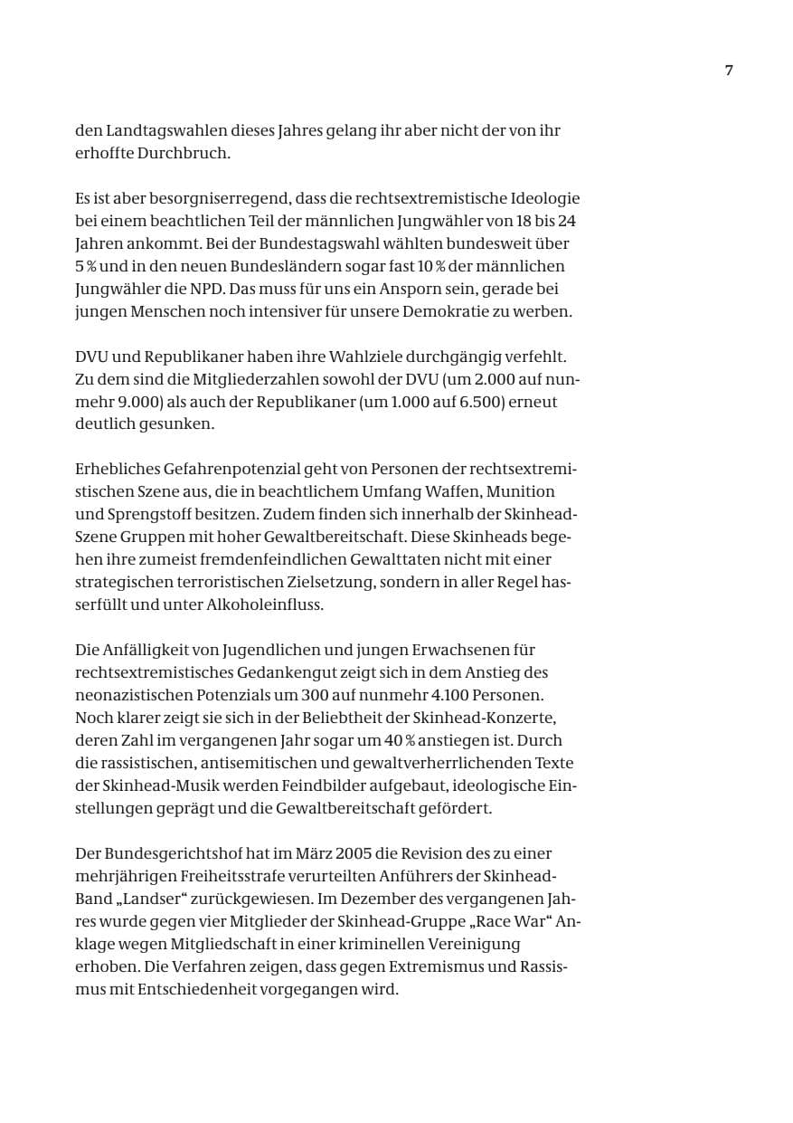 Seite 8 des Verfassungsschutzbericht 2005 Bund