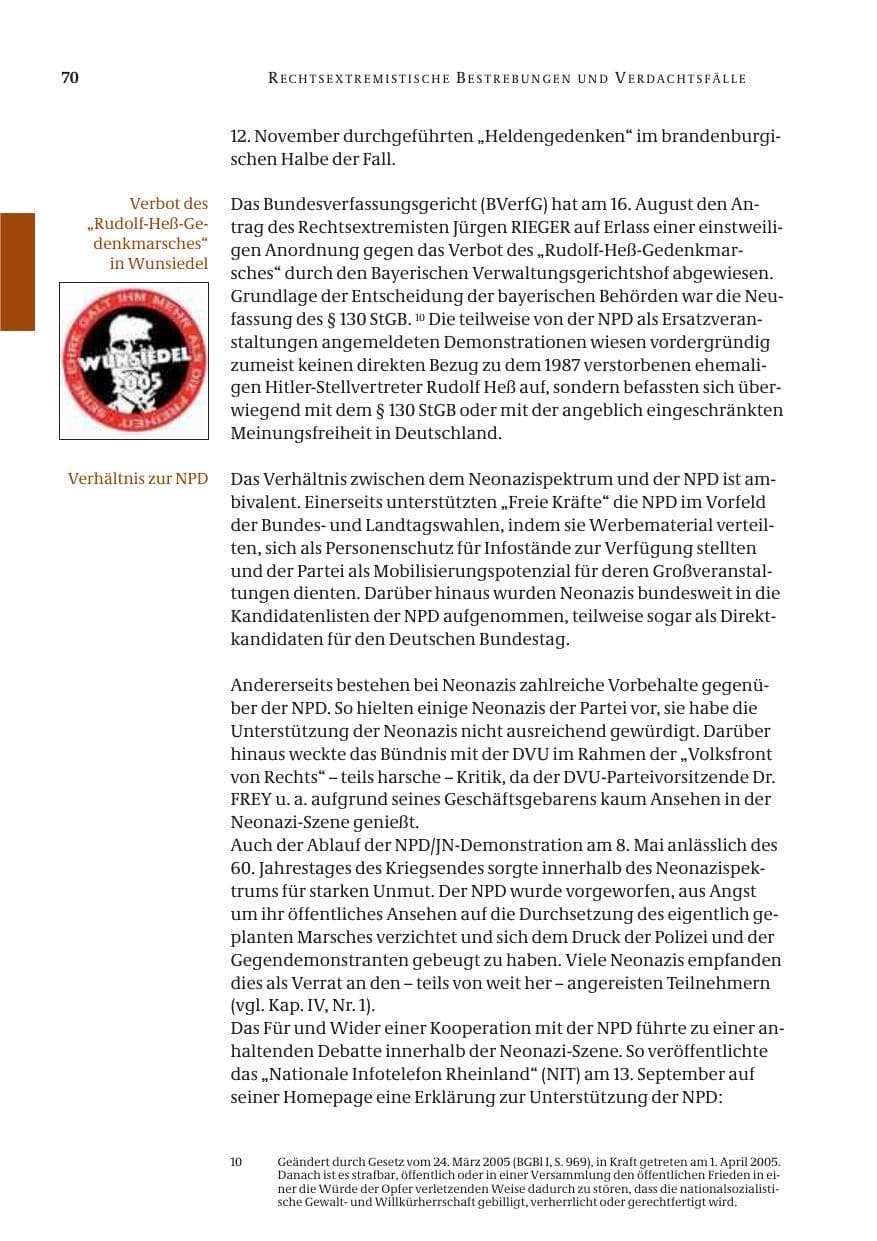 Seite 71 des Verfassungsschutzbericht 2005 Bund