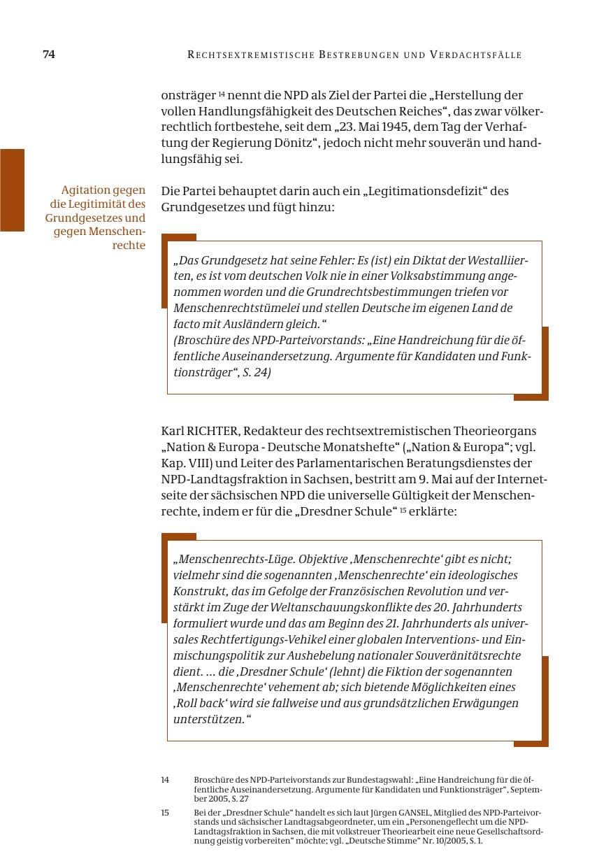 Seite 75 des Verfassungsschutzbericht 2005 Bund