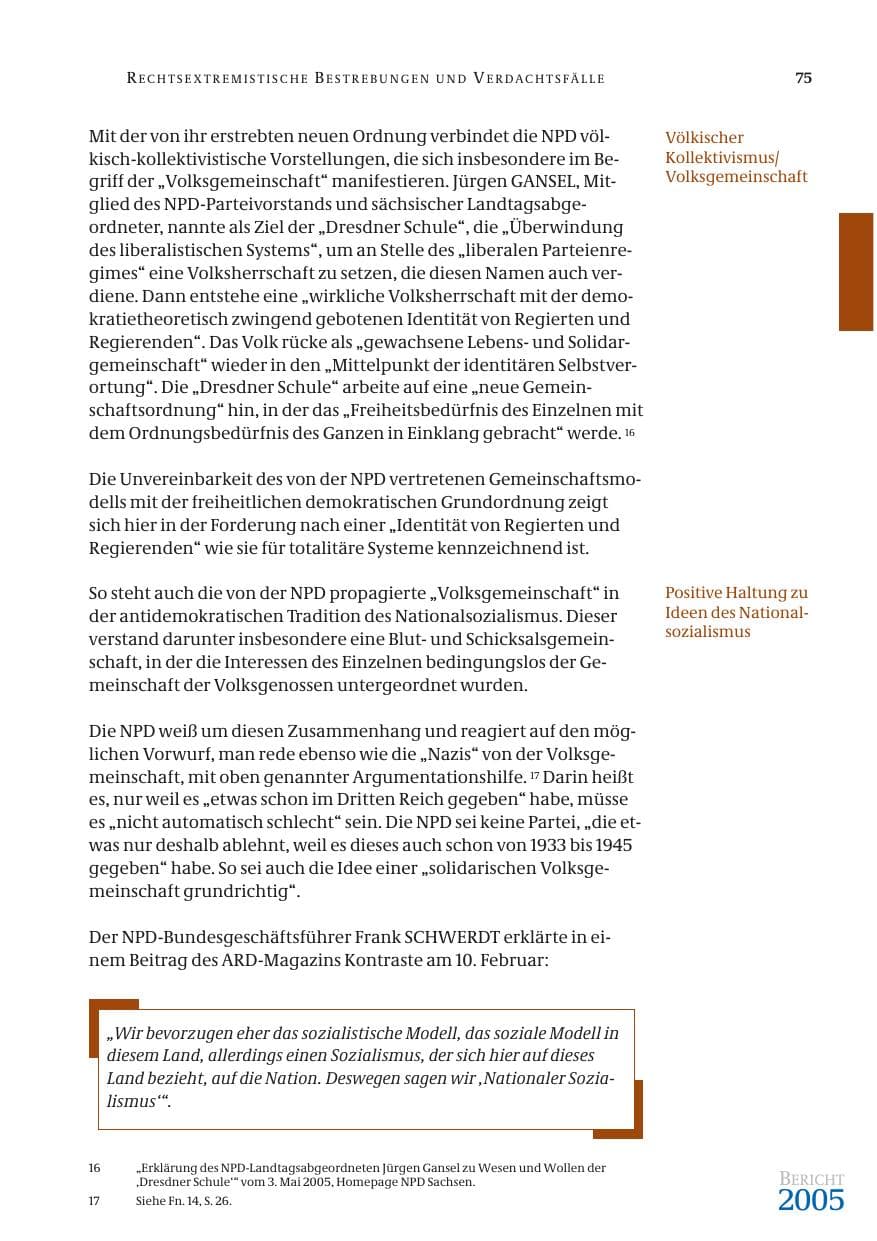 Seite 76 des Verfassungsschutzbericht 2005 Bund