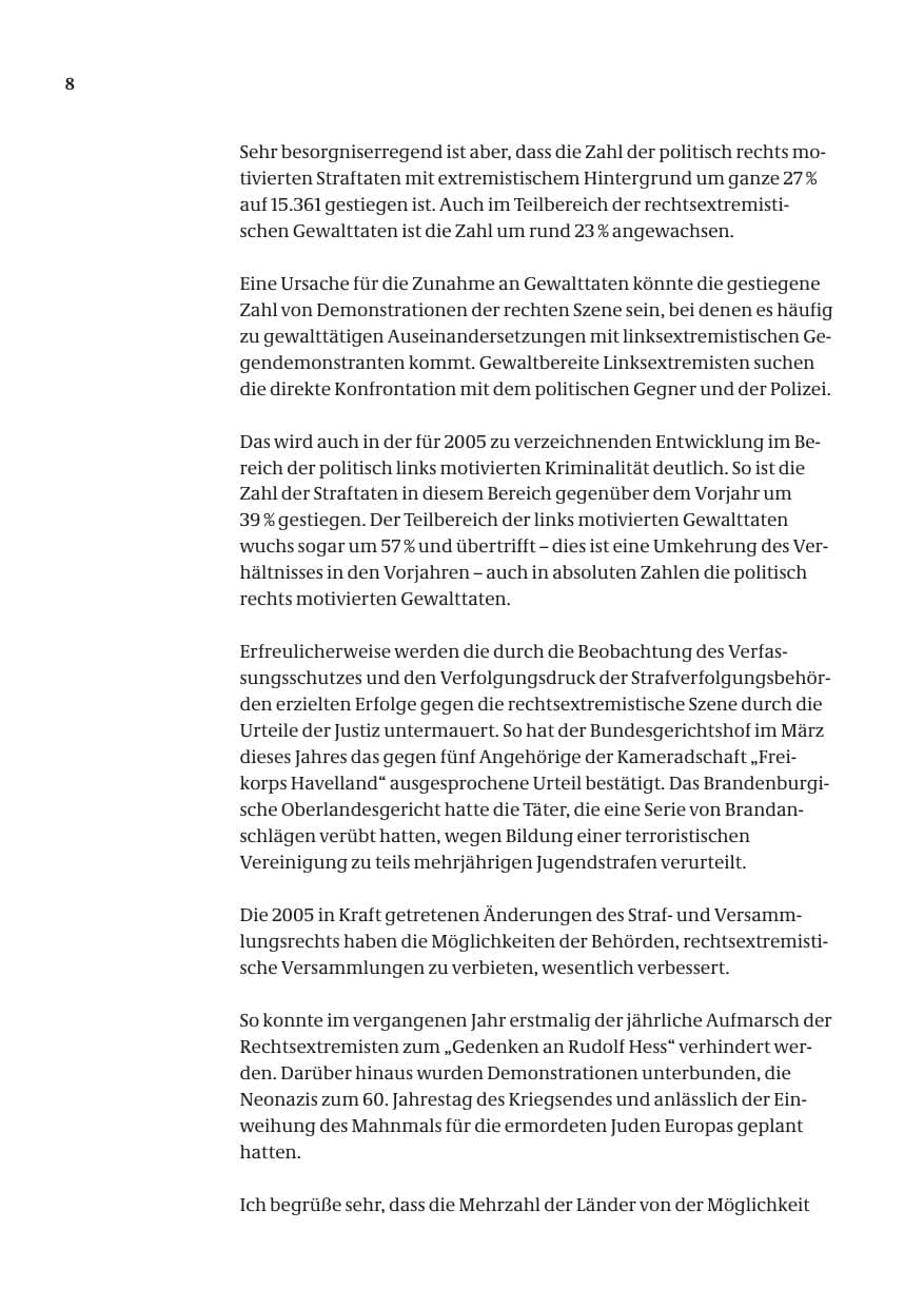 Seite 9 des Verfassungsschutzbericht 2005 Bund