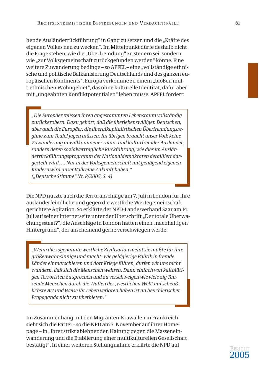Seite 82 des Verfassungsschutzbericht 2005 Bund
