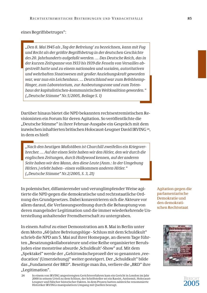 Seite 86 des Verfassungsschutzbericht 2005 Bund