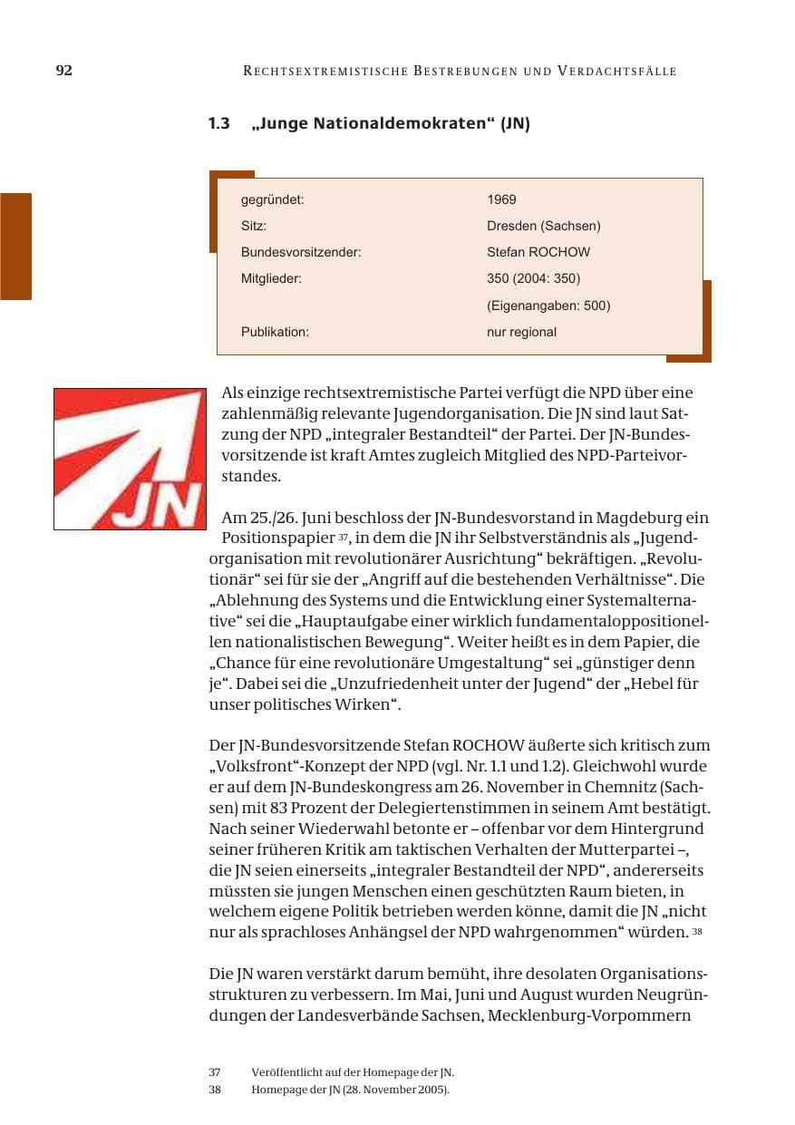 Seite 93 des Verfassungsschutzbericht 2005 Bund