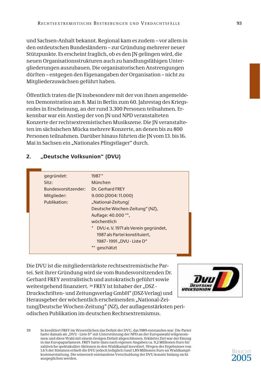 Seite 94 des Verfassungsschutzbericht 2005 Bund