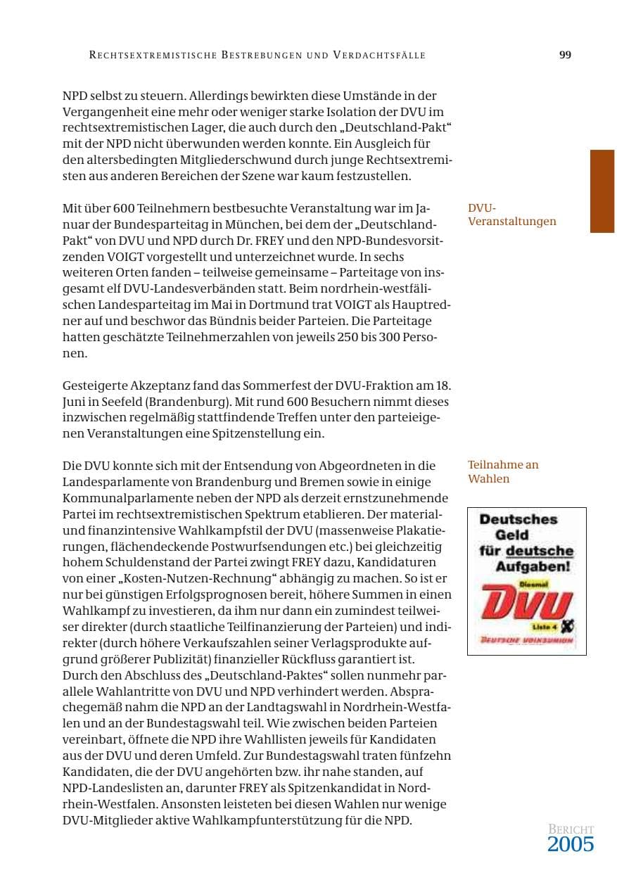 Seite 100 des Verfassungsschutzbericht 2005 Bund