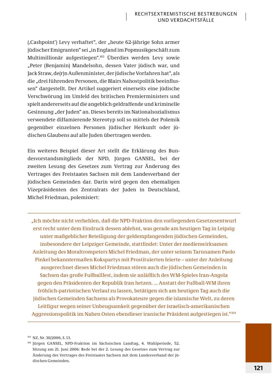Seite 124 des Verfassungsschutzbericht 2006 Bund