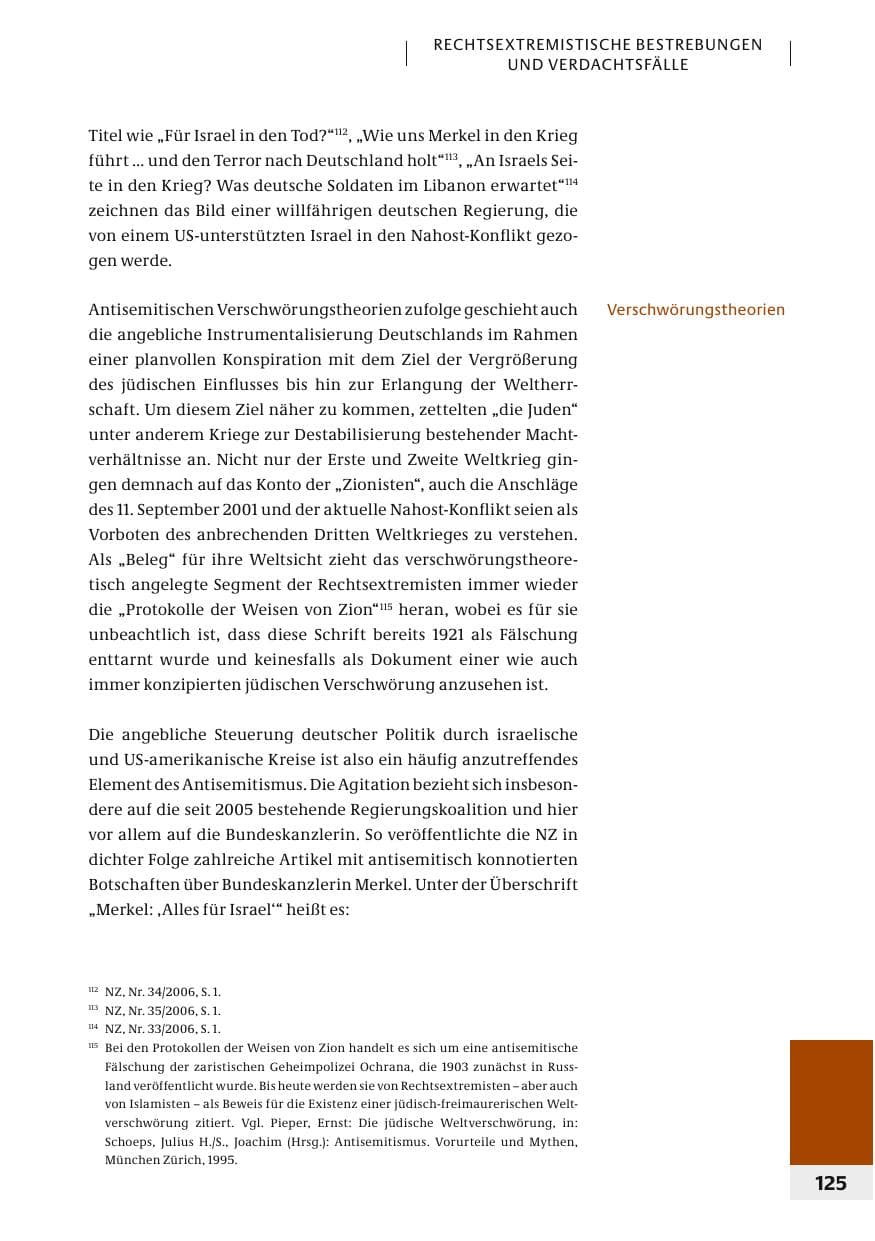Seite 128 des Verfassungsschutzbericht 2006 Bund