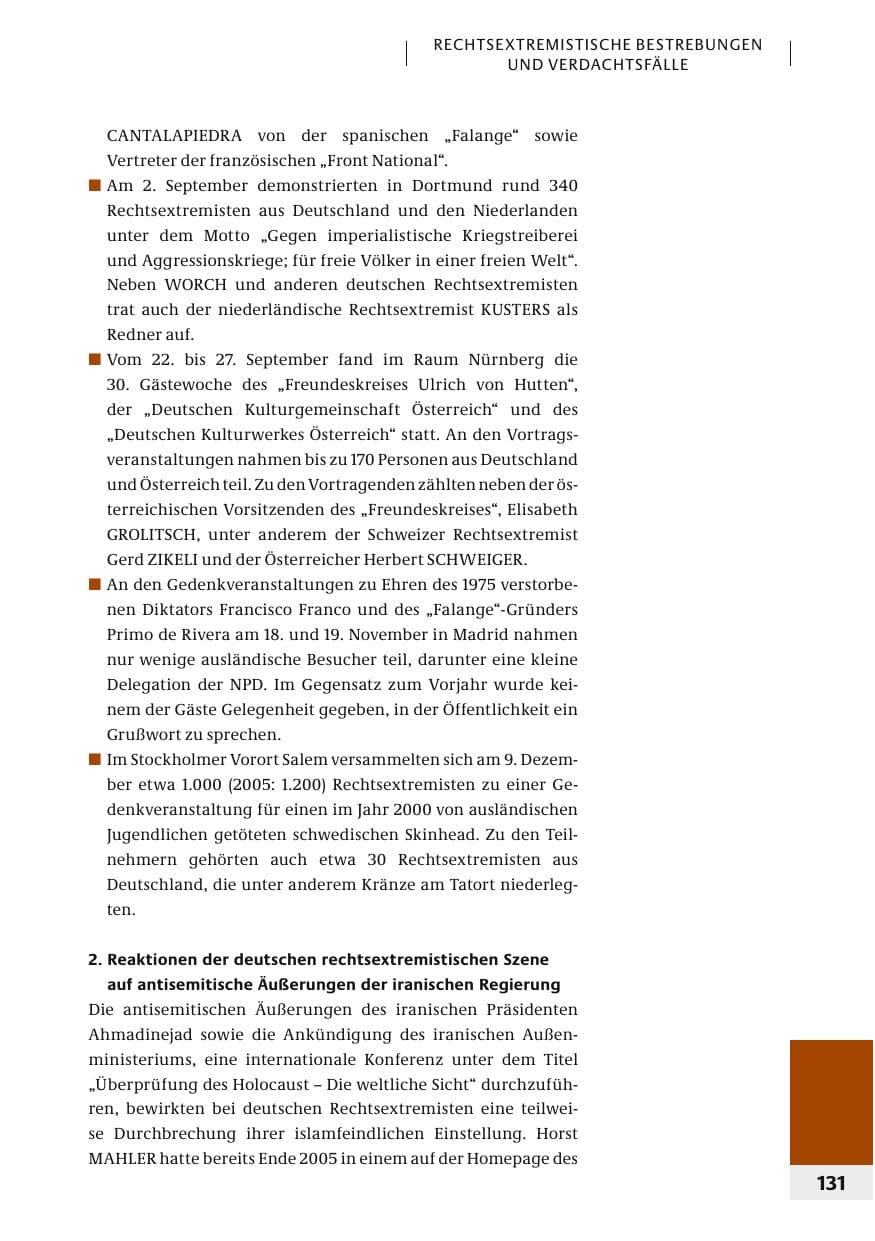 Seite 134 des Verfassungsschutzbericht 2006 Bund