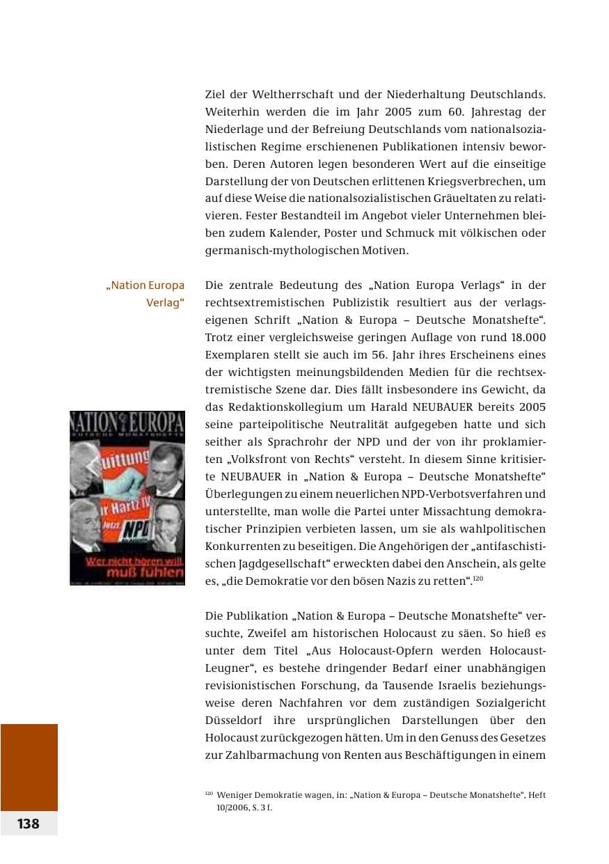 Seite 141 des Verfassungsschutzbericht 2006 Bund
